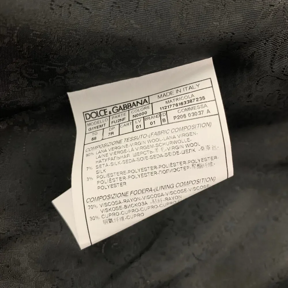 DOLCE & GABBANA Size 48 Black Wool Blend Buttoned Vest